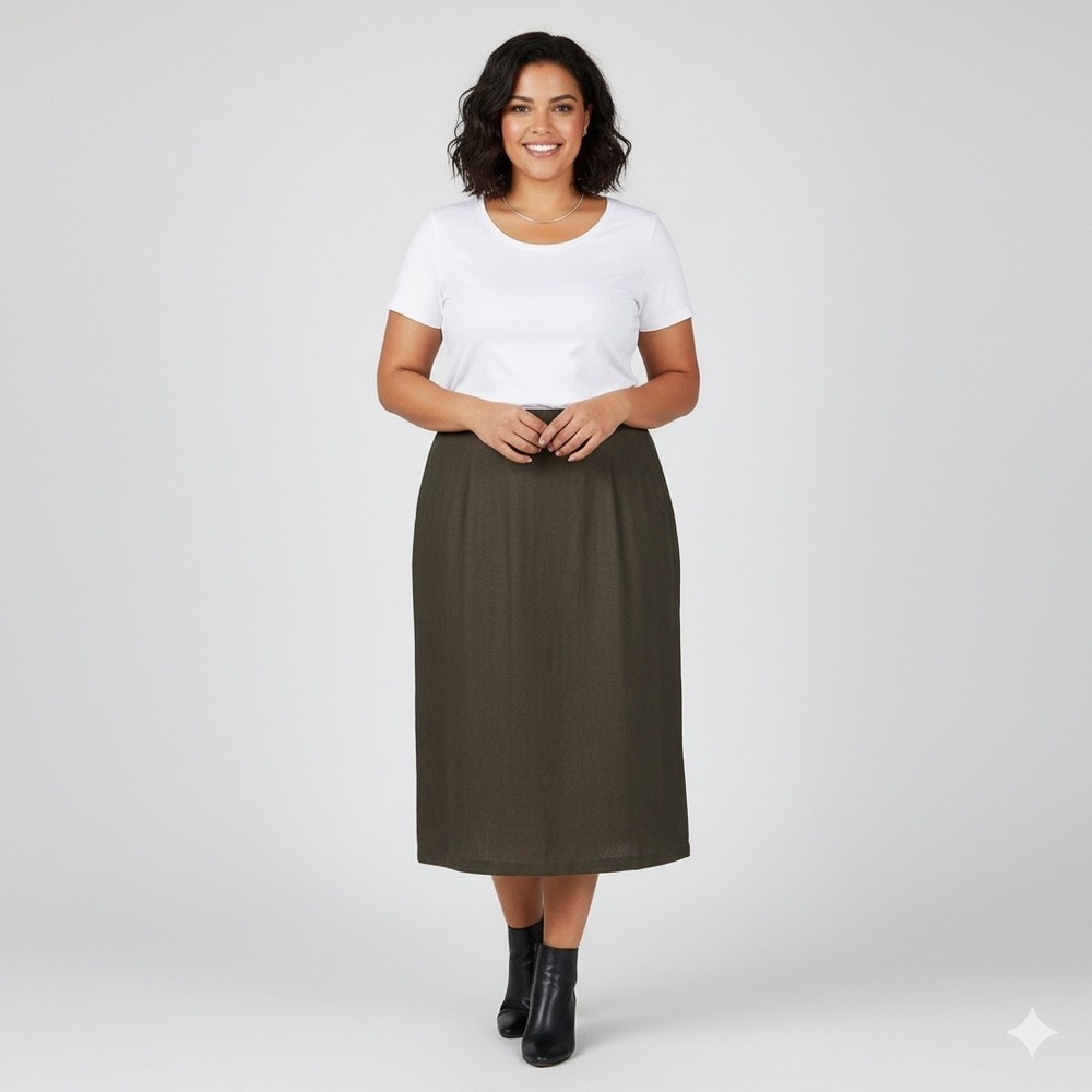Eileen Fisher 100% Linen Maxi Skirt Women Plus 3X Gray Brown Straight Lagenlook‎